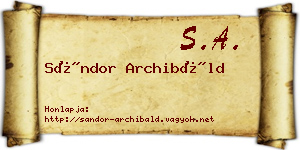 Sándor Archibáld névjegykártya